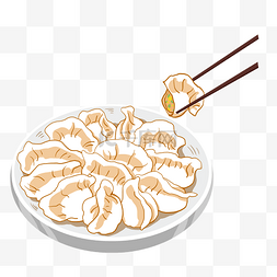 冬至一盘饺子插画