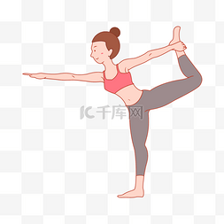 女生动作图片_手绘运动健身瑜伽美少女