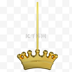平面海报配图图片_女王节王冠C4D精致金色金属挂饰