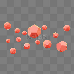 悬浮颗粒图片_3D粉色多边形悬浮颗粒素材卡通立