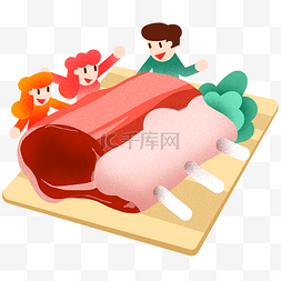 年夜饭猪排骨插画