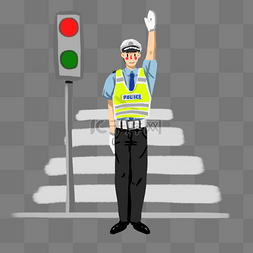 照明指示灯图片_交通安全交警手势指示停止