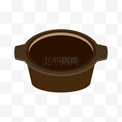 厨房用品标志图片_手绘矢量扁平厨房用品砂锅