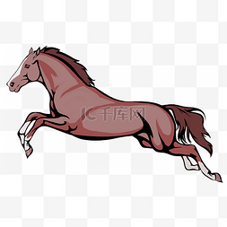 马的手绘图片_手绘卡通一匹飞快奔跑的骏马插画