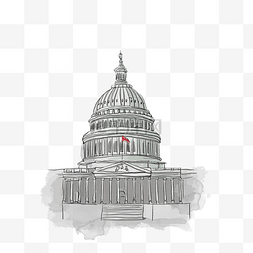 建筑白宫图片_卡通手绘美国白宫