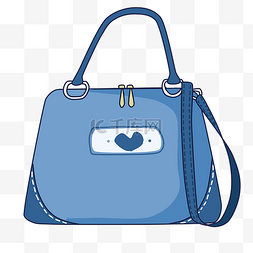 时尚女士包包图片_蓝色时尚手提包插画