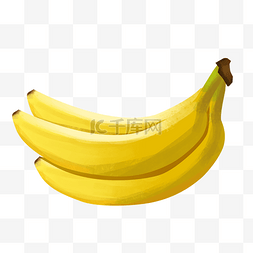 黄色香蕉图片_手绘立体卡通香蕉