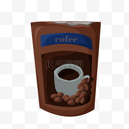 咖啡袋图片_黑色的咖啡袋手绘插画