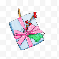 圣诞节蓝色礼盒粉色蝴蝶结