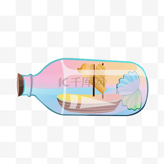 装饰漂流瓶插画个人vip和企业vip免费下载免抠元素唯美梦幻漂流瓶插画