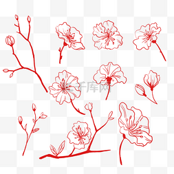 手绘植物线条花朵图片_矢量手绘简约线条腊梅