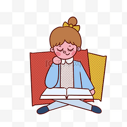 学习教育培训图片_坐着看书的卡通女生