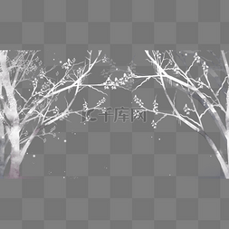 清新边框冬季图片_冬季枯树积雪边框