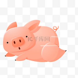 剪纸风格奔跑的小猪