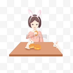 中秋节女孩吃月饼