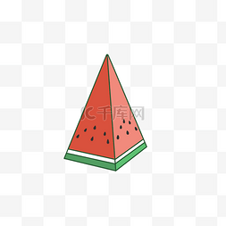 手绘红色水彩图片_一块被切开的西瓜水果