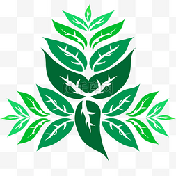 logo图片_三支绿色渐变叶子免抠素材