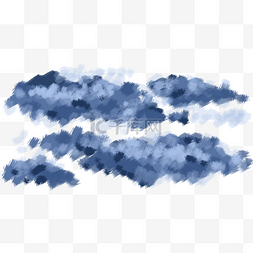 蓝色的云朵素材图片_涂鸦笔触蓝色的云朵