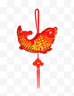 红色的鲤鱼挂饰插画