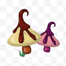 卡通绿色蘑菇图片_可爱的小蘑菇糖果插画