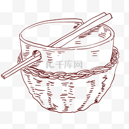 线描碗和筷子