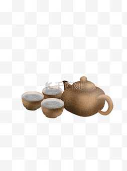 茶壶和茶杯插画图片_手绘茶杯和茶壶设计可商用元素