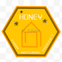 蜂蜜标签图片_黄色圆形蜂箱蜂蜜标签