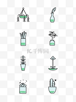 绿色盆栽仙人掌图片_植物绿植盆栽psd源文件小插画元素