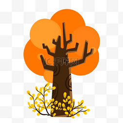秋季树木插画图片_秋季美丽的树插画