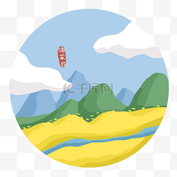 一片白云图片_油菜花田野风光风景图白云蓝天