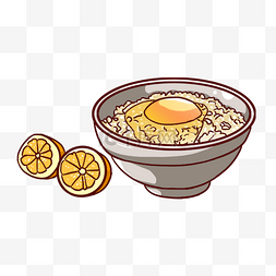 鸡蛋黄色图片_灰色的小碗手绘插画