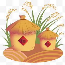 粮食手绘图片_手绘粮食粮仓插画