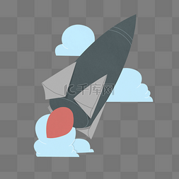 发射宇宙飞船图片_发射的灰色火箭插画