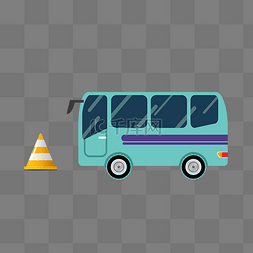 绿色的公交车图片_蓝色的卡通公交插画