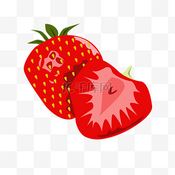 切开的草莓图片_切开的草莓手绘插画