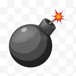 黑色火焰png图片_黑色军事炸弹插画