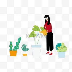 植树节插画海报图片_植树节浇花的女孩