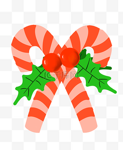 圣诞糖果绿色图片_圣诞节红色绿色红果子绿叶拐杖糖