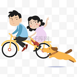 遛宠物狗图片_骑单车遛狗的人免抠图