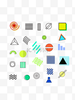 现代彩色几何图片_现代几何装饰抽象孟菲斯元素图标