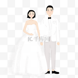 卡通情侣婚纱图片_恩爱夫妻手绘素材