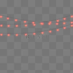 节日彩灯装饰素材图片_浪漫粉红色爱心LED彩灯串矢量图