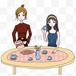 桌子茶壶图片_闺蜜一起喝下午茶 