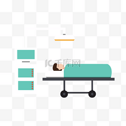 蓝色的被子图片_医疗病人和病床插画