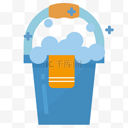 蓝色水桶图片_打扫卫生水桶