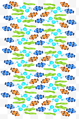 蓝色鱼儿图片_海洋鱼儿底纹插画
