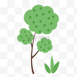 绿色水彩手绘图片_绿色树叶树木卡通园艺素材合集