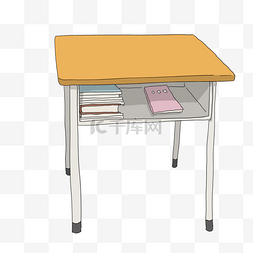 开学季新学期文具图片_校园系列桌子手绘插画