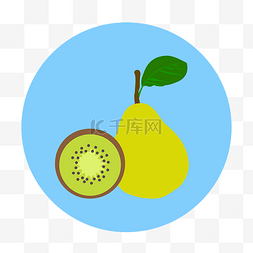 卡通水果和水果图片_夏天卡通猕猴桃和梨清凉矢量图