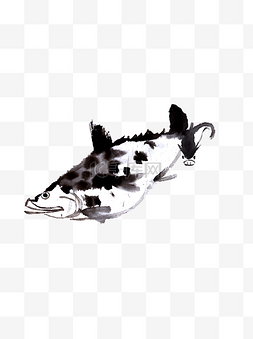 动物黑白鱼水墨